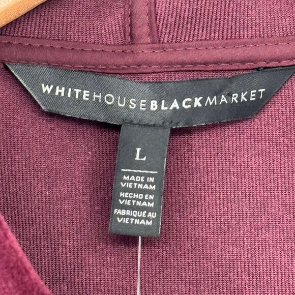 Whitehouse Black Market Burgundy Hooded Velvet Zip-Up Jacket size large new $89 - Picture 2 of 11